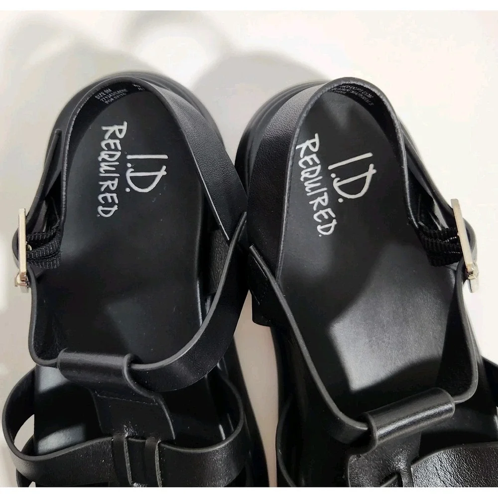 ID Required Fisherman Sandals Womens Sz 9M Black Platform Chunky Y2K Grunge Goth